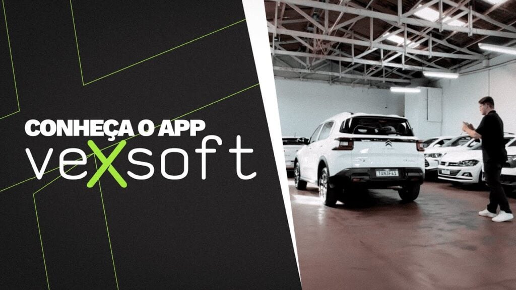 Banner escrito "Conheça o app VEXSOFT", com chamada para assistir ao vídeo de demonstração